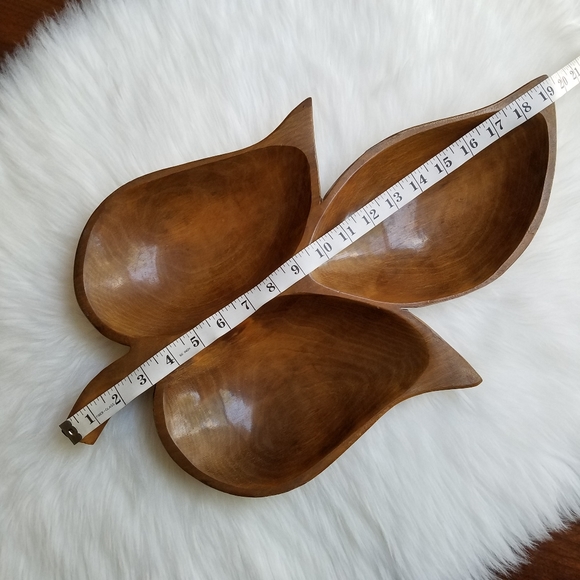 Boho Vintage Leaf Shaped Wooden Tray - Picture 9 of 13